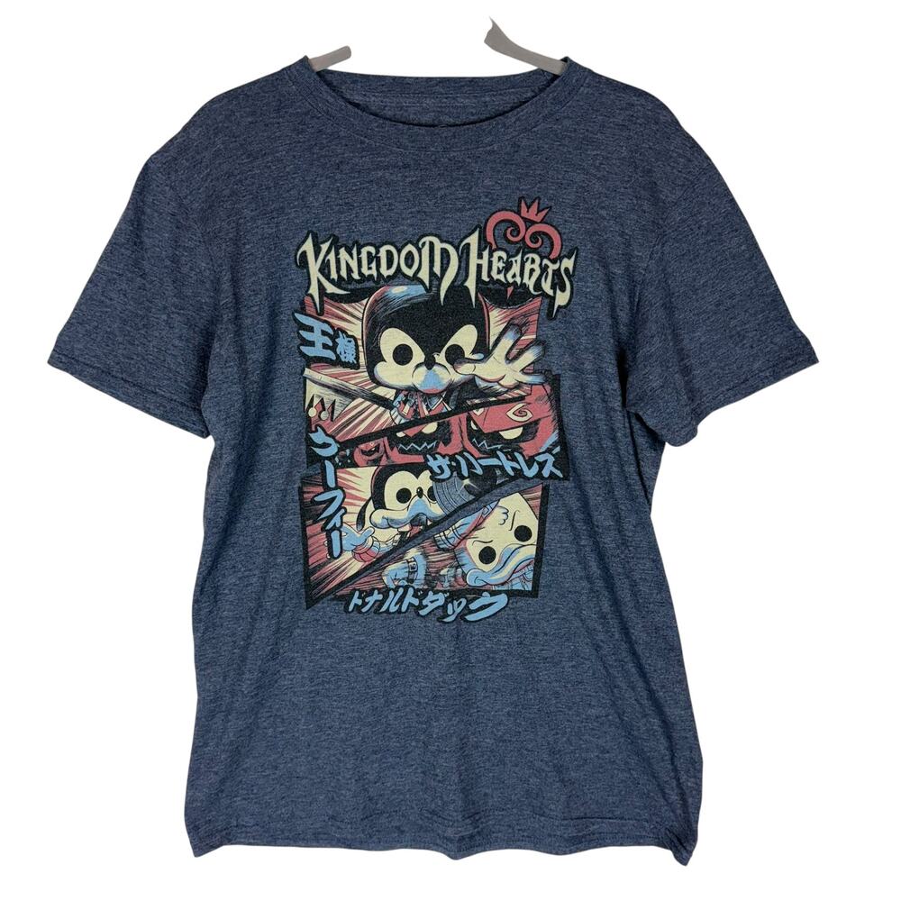 Pop Tees Kingdom Hearts T-Shirt Mens Medium Gray Graphic Print Short Sleeve